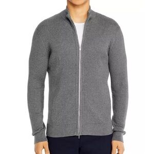Theory Amador Breach Cotton Full Zip Knit Sweater Size Large Men’s Dark Gray